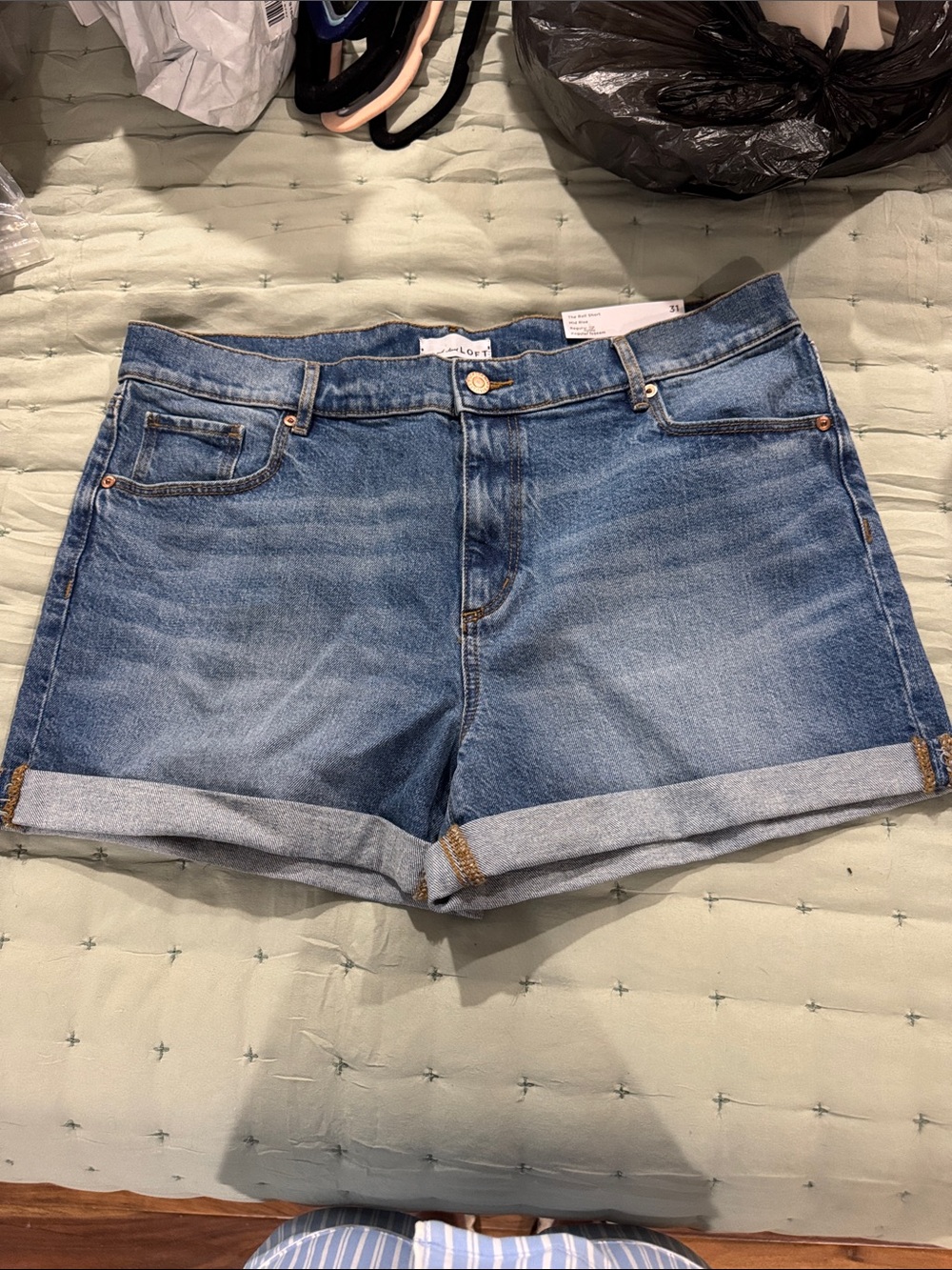 LOFT Medium Blue Roll-Cuff Denim Shorts